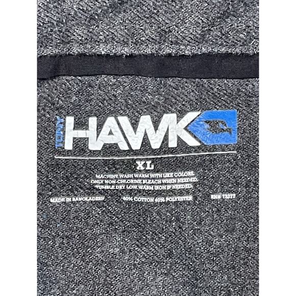 Men's Button Down Tony Hawk Shirt Size XL Long Sleeve Chest Pocket Dark Gray EUC - Picture 9 of 10